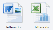 icone di un file DOC e di uno XLS