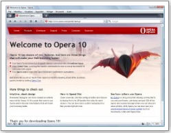 home page del browser Opera
