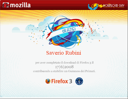 Attestato partecipazione "download day" Firefox 3