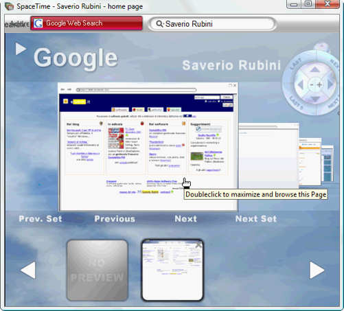 Finestra del browser tridimensionale SpaceTime