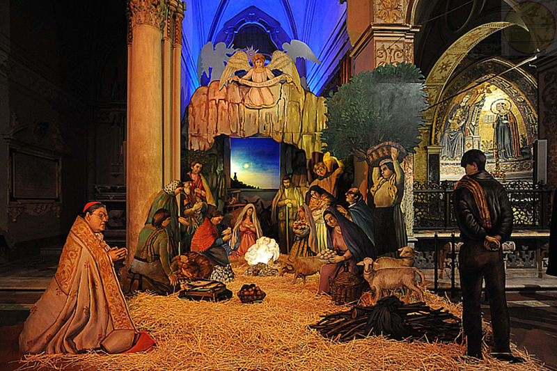 Presepe dipinto di Mario Carotenuto nel Duomo di Napoli, edizione 2012